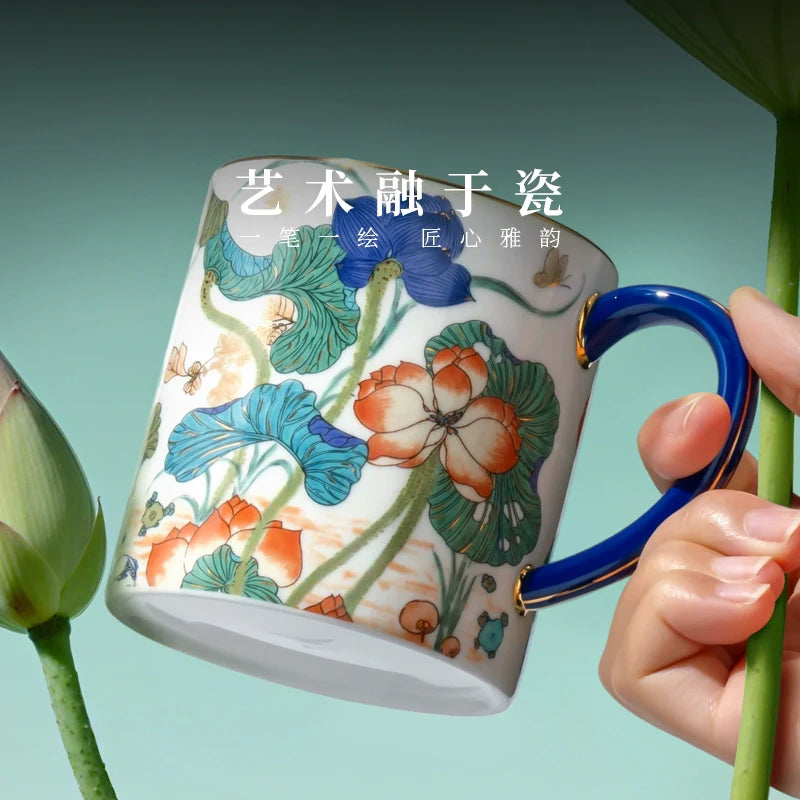 National Porcelain Yongfengyuan Ceramic Mug, Happy Harmony