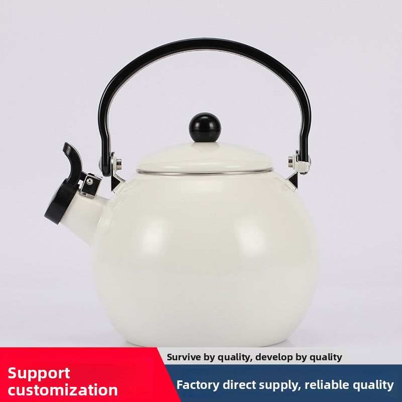 Modern Minimalist Enamel Whistling Kettle – Spherical Design, Loud Alert, Perfect for Boiling Water
