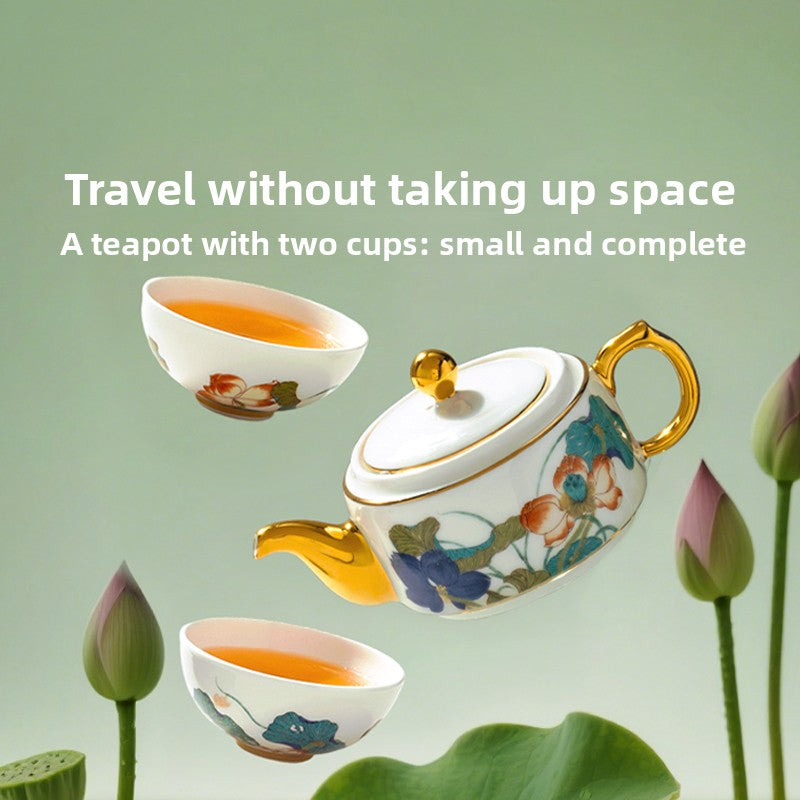 Yongfengyuan Outdoor Travel Tea Set Portable Tea Set, Happy Heming 3/4 pieces