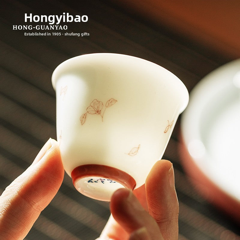 Hongguan kiln Xiaoman Kung Fu tea set, high white jade porcelain hand-painted