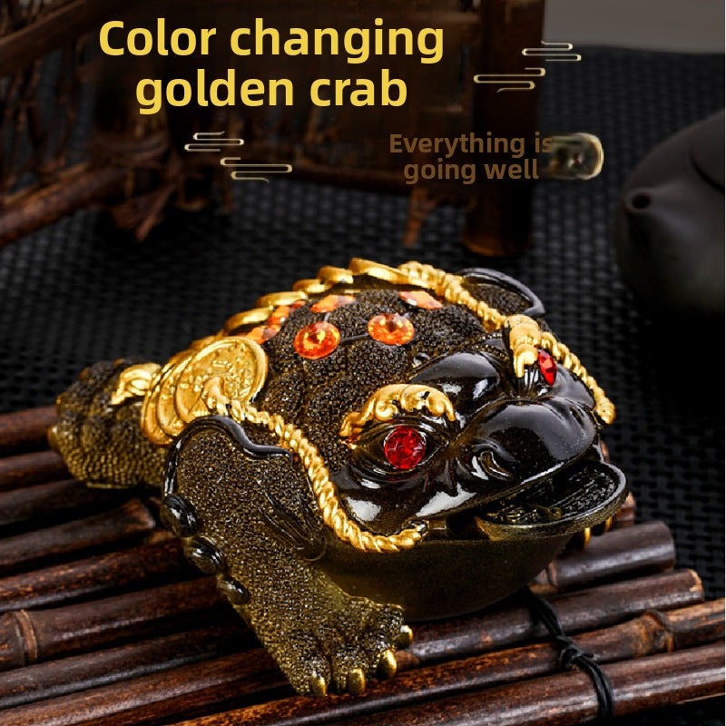 Lucky Golden Toad can change color tea pet, tea table ornament