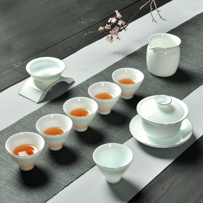 White porcelain kung fu tea set