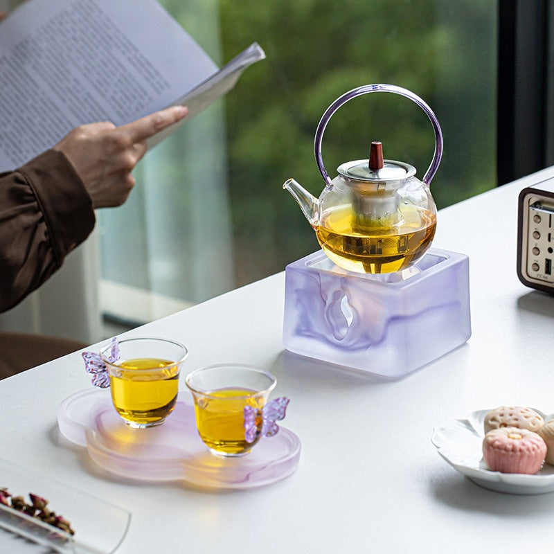 Glazed Glass Lid Tea Warmer Anti-Scald Candle for Tea Ceremony