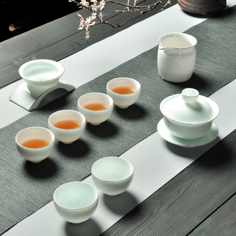 White porcelain kung fu tea set