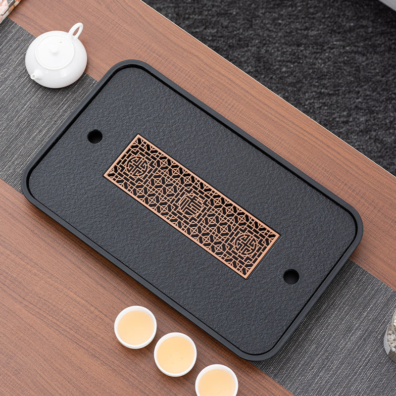 Household small imitation Wujinshi tray, kung fu tea set, tea sea row water storage dual-purpose