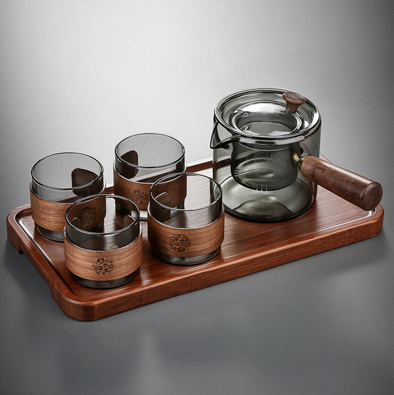 High temperature resistant glass teapot, wooden handle