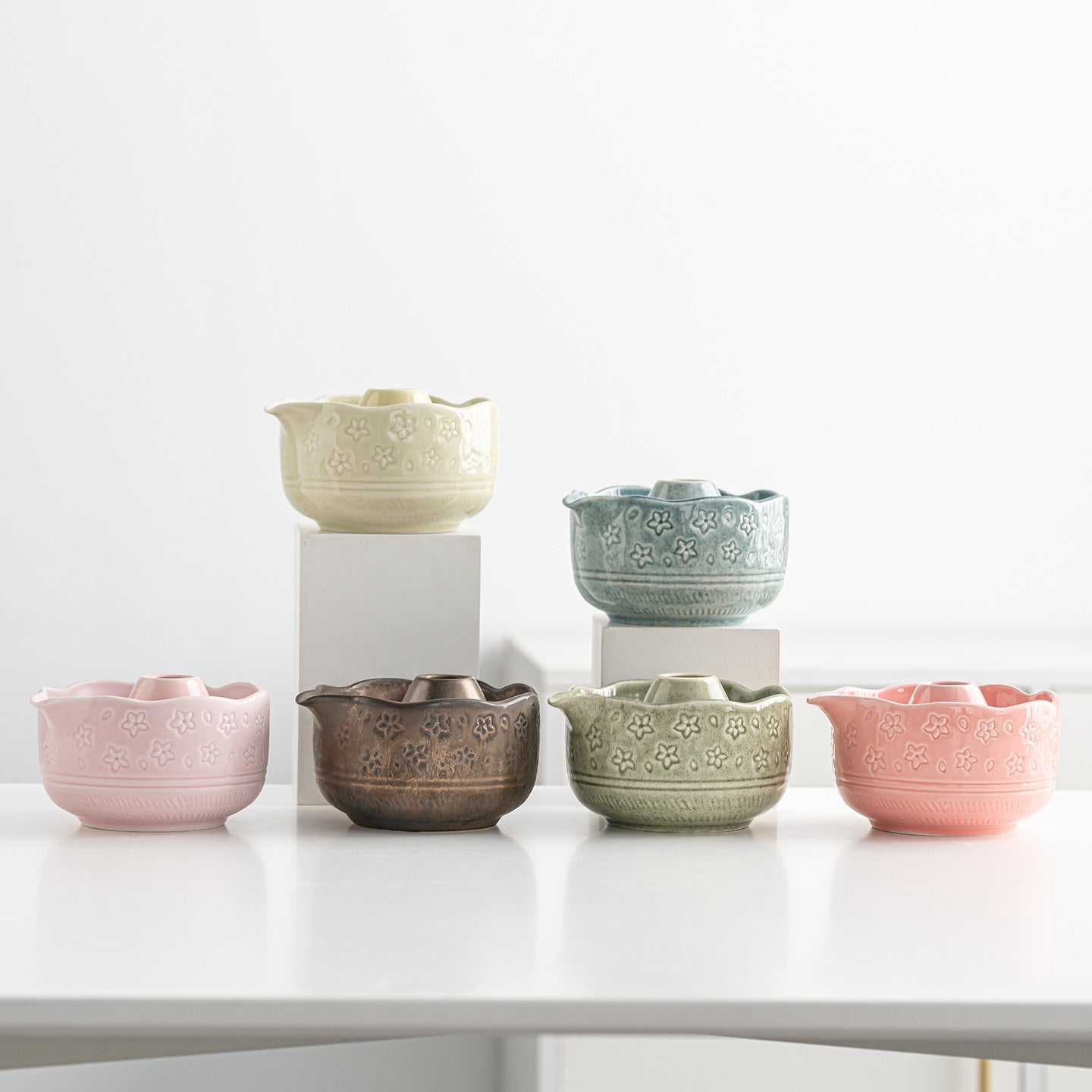 Japanese-style cherry blossom matcha tea set, ceramic