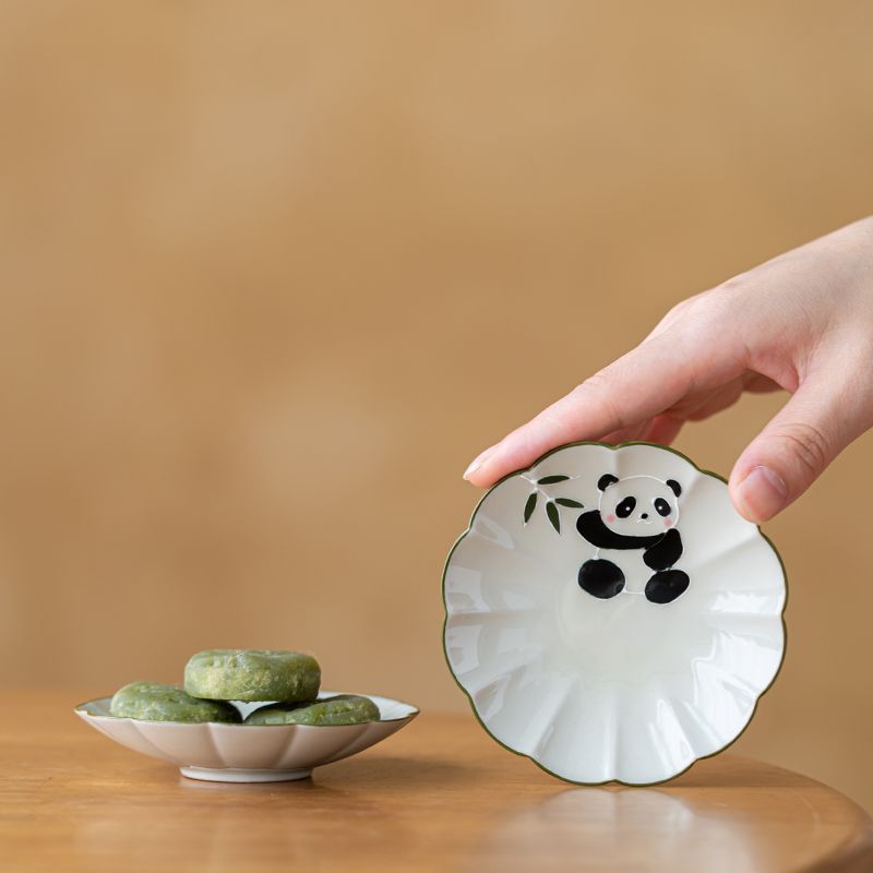 Hand painted panda refreshment plate, coaster
