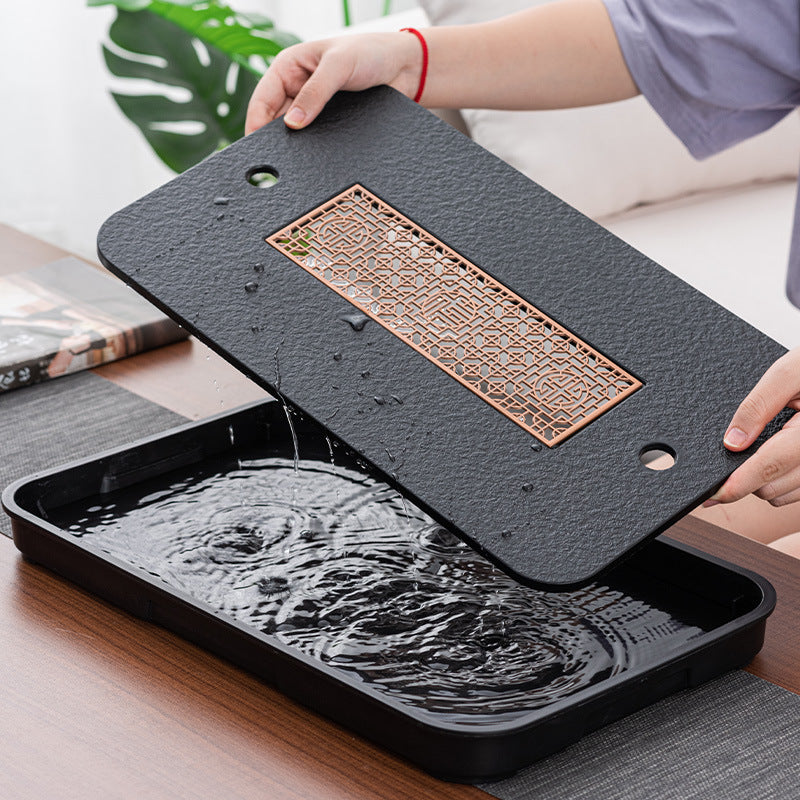 Household small imitation Wujinshi tray, kung fu tea set, tea sea row water storage dual-purpose