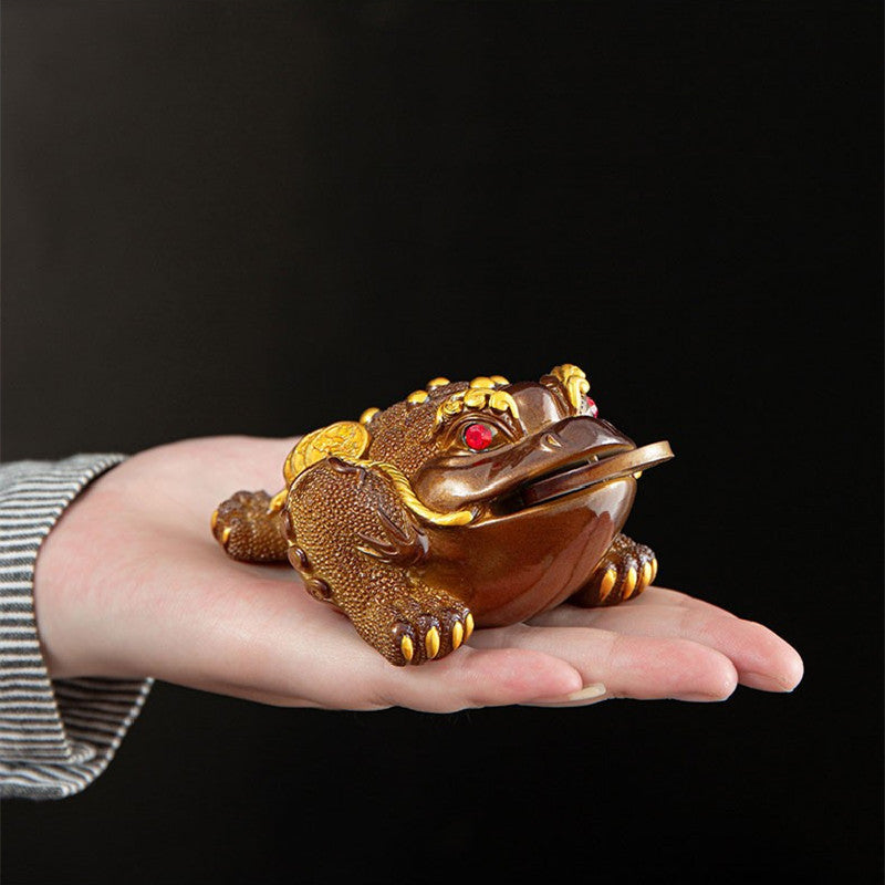 Lucky Golden Toad can change color tea pet, tea table ornament