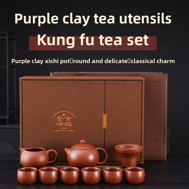 Purple sand tea set, gift box.