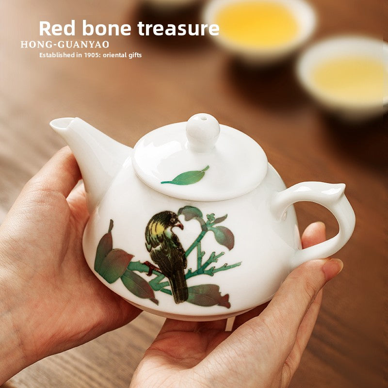 Hongguan Kiln Ceramic Kung Fu Tea Set, Underglaze Hand-painted Porcelain