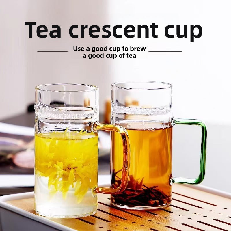 Heat-resistant green tea glass, thickened and filtered