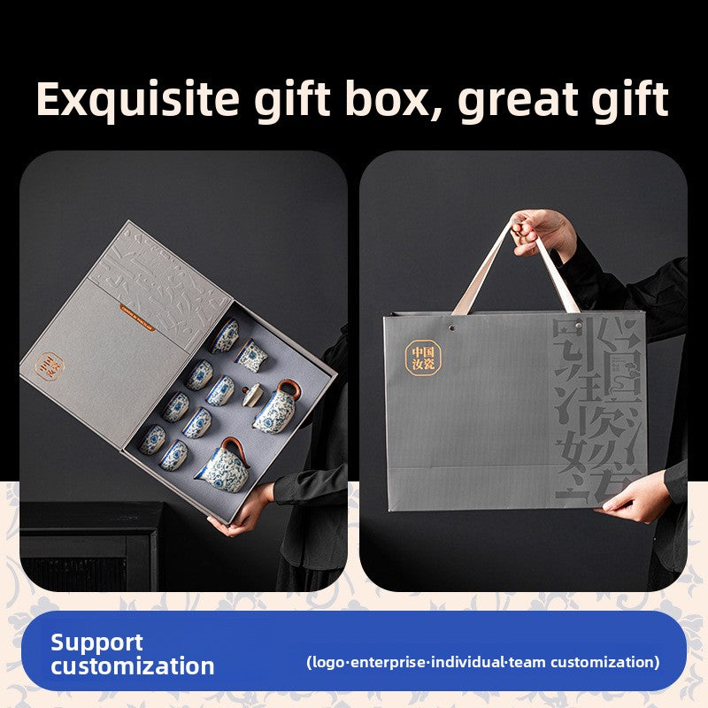 Ru kiln ceramic boutique high-end tea set gift box set