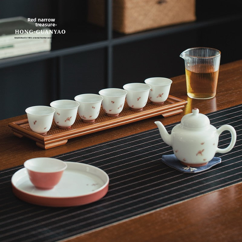 Hongguan kiln Xiaoman Kung Fu tea set, high white jade porcelain hand-painted